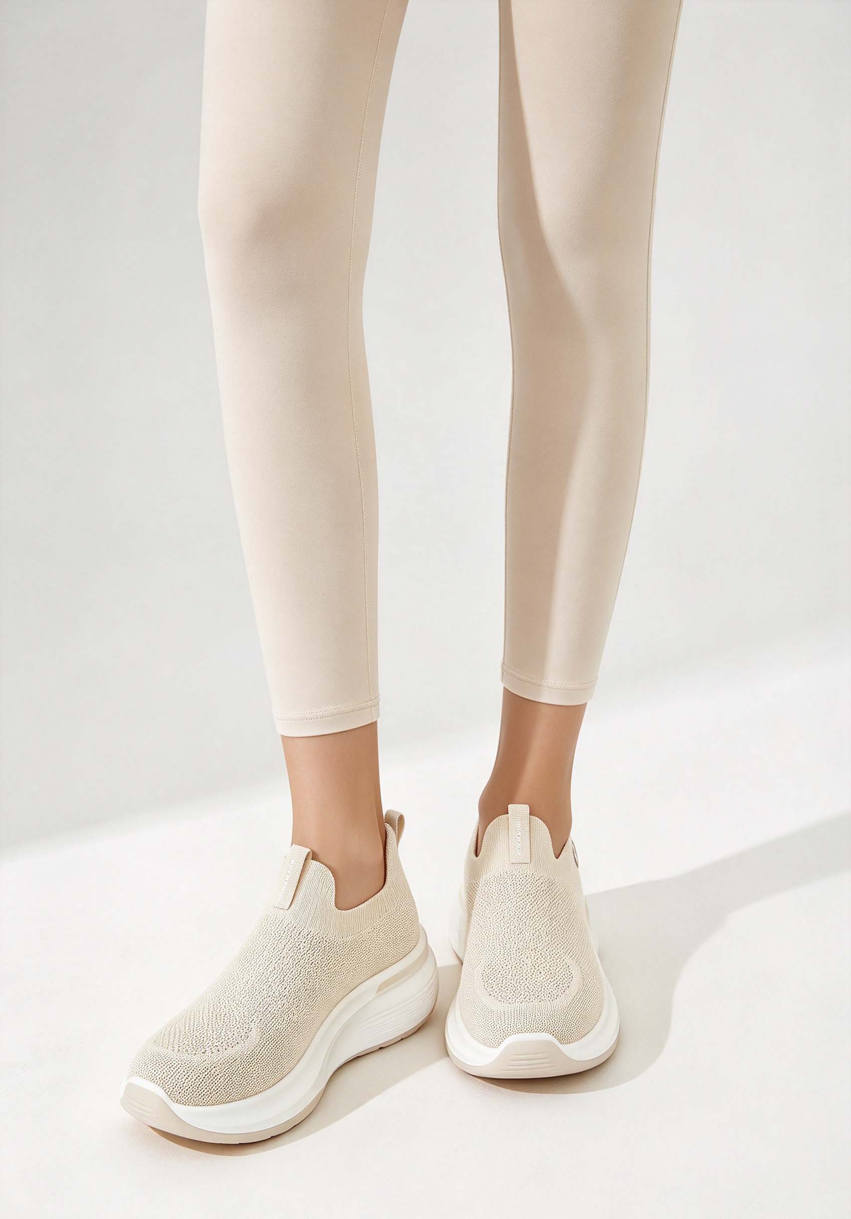 Women's Knit Platform Walking  - Knit Fabric Lace Up Sneakers recension och pris