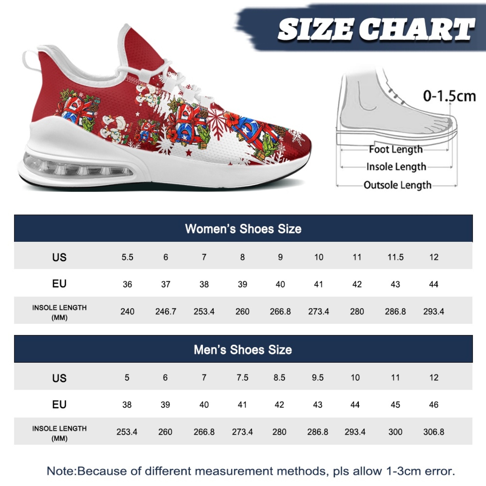 PENSTROLL Red Snowflake Patter - Breathable Mesh Athletic Shoes recension och pris