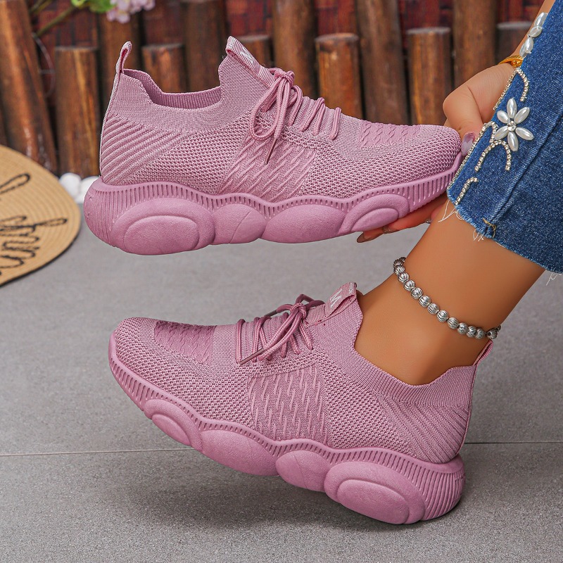 Women's Sneakers New Trendy So - Knit Fabric Lace Up Sneakers recension och pris