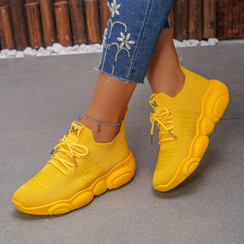 Women's Sneakers New Trendy So - Knit Fabric Lace Up Sneakers recension och pris